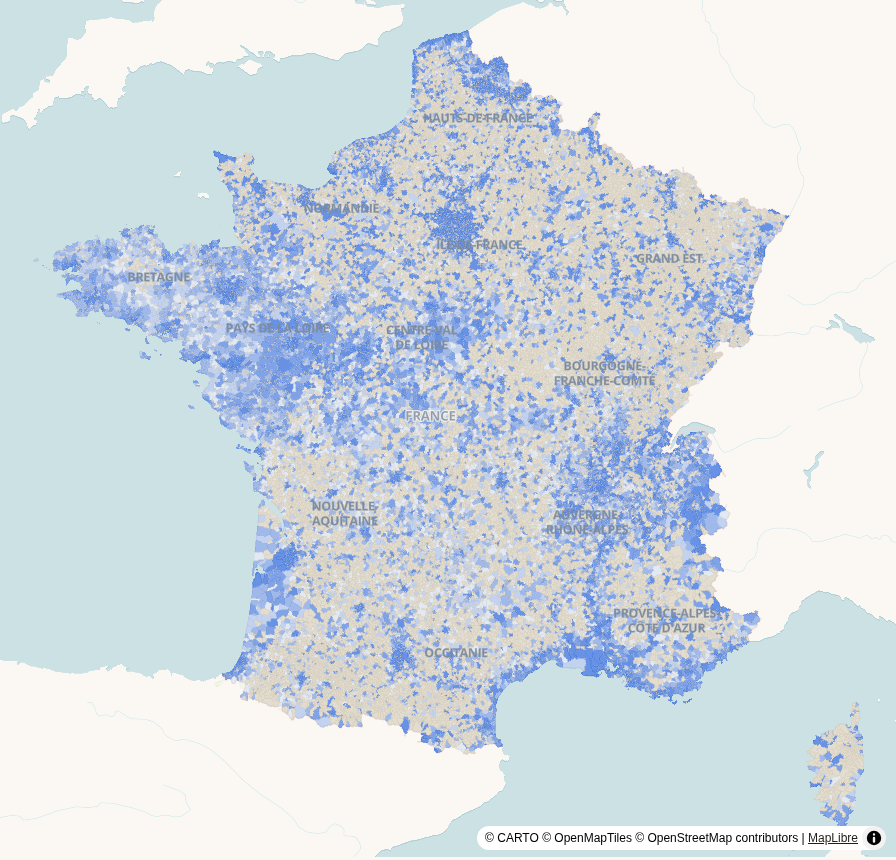 Carte de France, par commune : Logement social