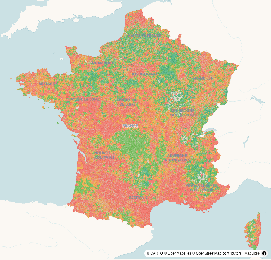 Carte de France, par commune : Catastrophes naturelles (arrêtés CatNat)